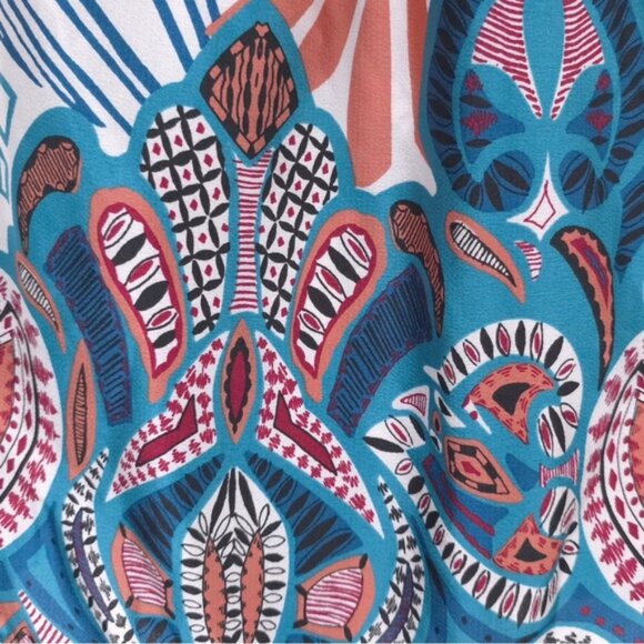 NWT Ba&sh ROBE JARA Mixed Print Wrap Mini Dress Turquoise 1E23JARA Size 3 MEDIUM - Picture 11 of 15